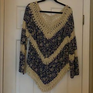 Knit V neck long sleeve